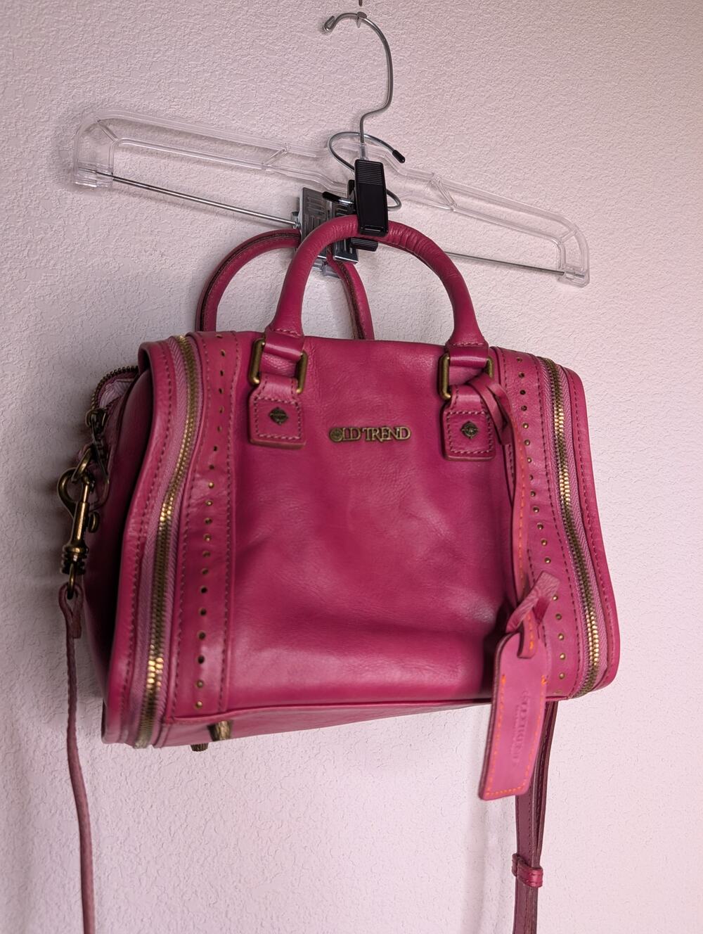 Old Trend Genuine Leather Pink Mini Trunk Crossbody Bag Orchid Chic Fun Summer